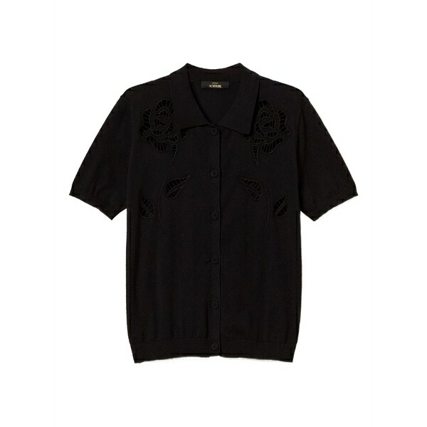 ツイン仕掛ける レディース ジレー アウター Knitted cardigan Black