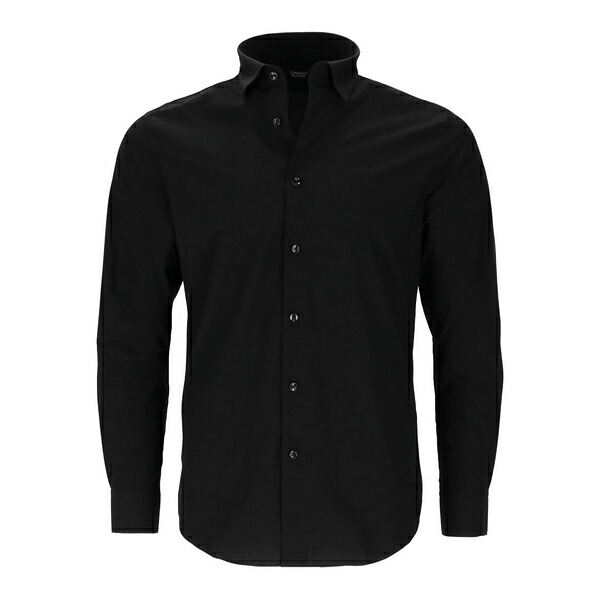 カヴァリ 位置付け/ロベルト・カバリ メンズ プルオーバー トップス Long-sleeve button-fastening shirt Black