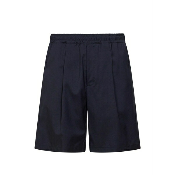 ディーフォーポイントゼロ メンズ 心地好いズボン下 ボトムス Elasticated pleat shorts Blue