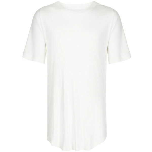 ユリウス メンズ Tシャツ トップス Curved-hem cotton t-shirt White|asty