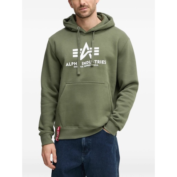 アルファインダストリーズ メンズ パーカー・スウェットシャツ アウター Logo hooded sweatshirt Green