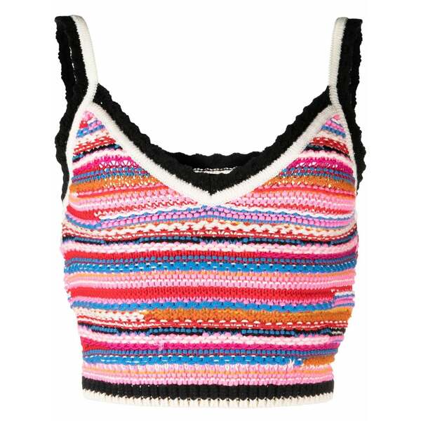 ディースクエアード レディース 編み物\u0026スウェーター アウター Striped crochet-knit vest Pink