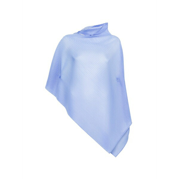 イッセイミヤケ レディース 厚地の外套 アウター Pleated poncho Blue