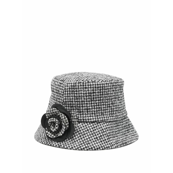 エルマンノ シェルヴィーノ レディース かぶり笠 添え物 Rose houndstooth hat Grey
