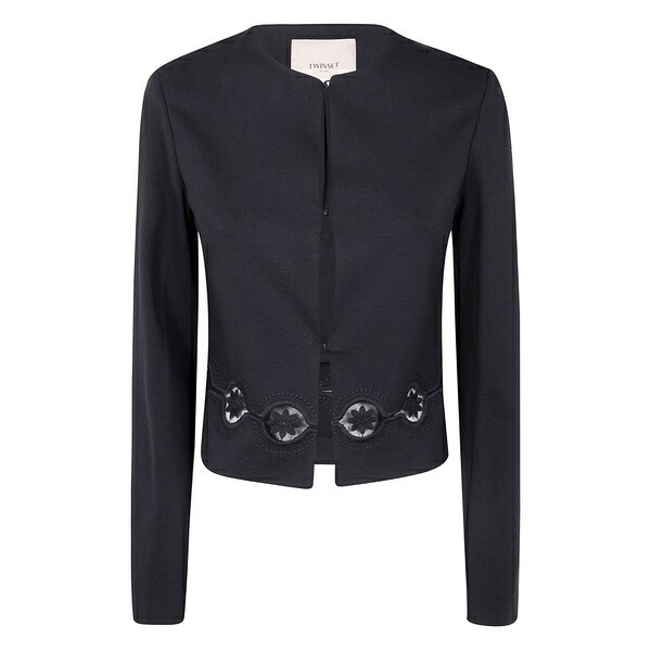 ツインセット レディース ジャケット＆ブルゾン アウター Lace-insert jacket Black｜asty