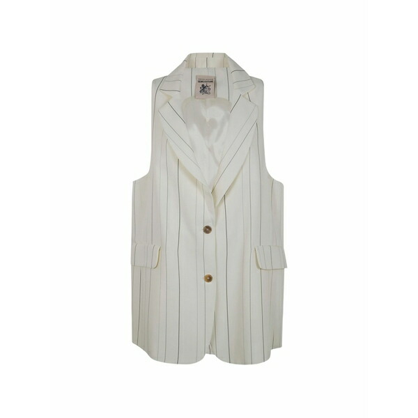 セミクチュール レディース ジャケット＆ブルゾン アウター Striped button waistcoat Neutrals｜asty