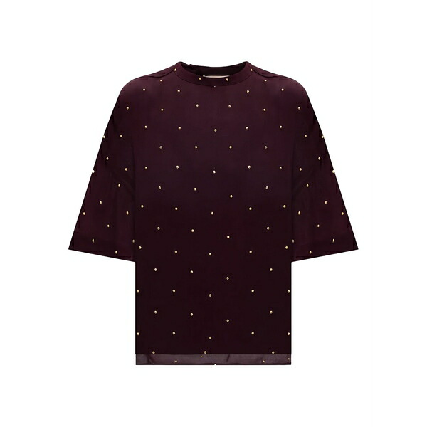 ツイン仕かける レディース ティーシャツ トップス Studded short-sleeve t-shirt Purple レディースファッション-トップス