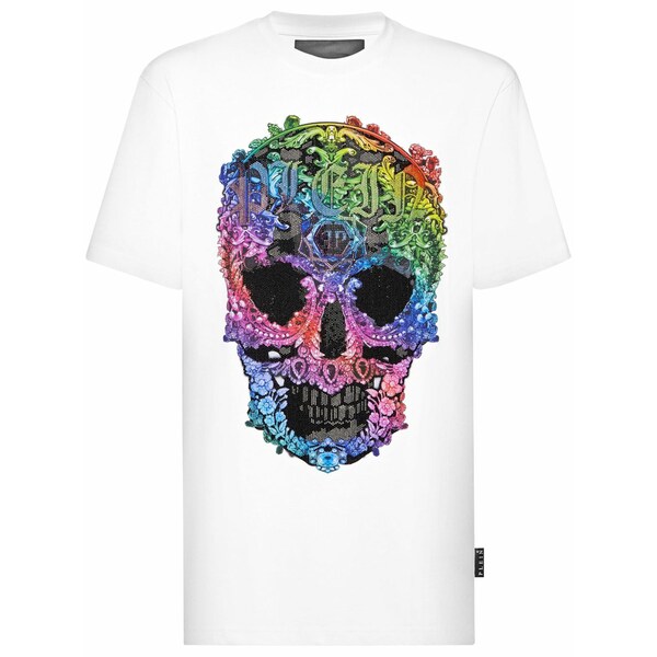 フィリップ飾り気の無い メンズ ティーシャツ トップス Ss baroque skull t-shirt White トップス-Tシャツ・カットソー