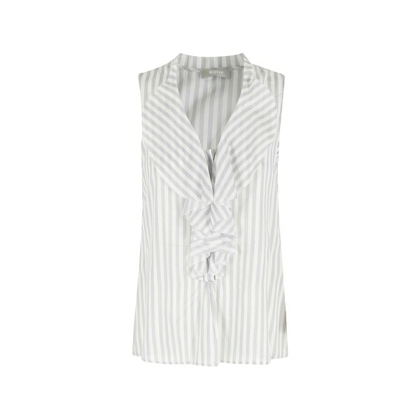 キルティ レディース シャツ トップス Stripe-pattern ruffled top White|asty