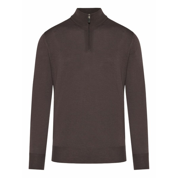 カナーリ メンズ スポーツシャツ トップス Wool polo shirt Brown
