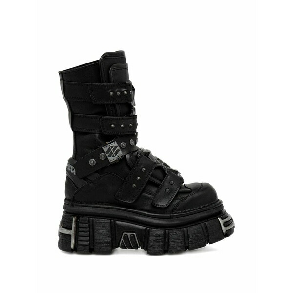 ニューロック レディース ブーツ シューズ Buckle-studded boots Black