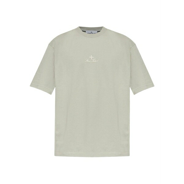 ストーンアイランド メンズ プルオーバー トップス Logo-embroidered t-shirt Grey