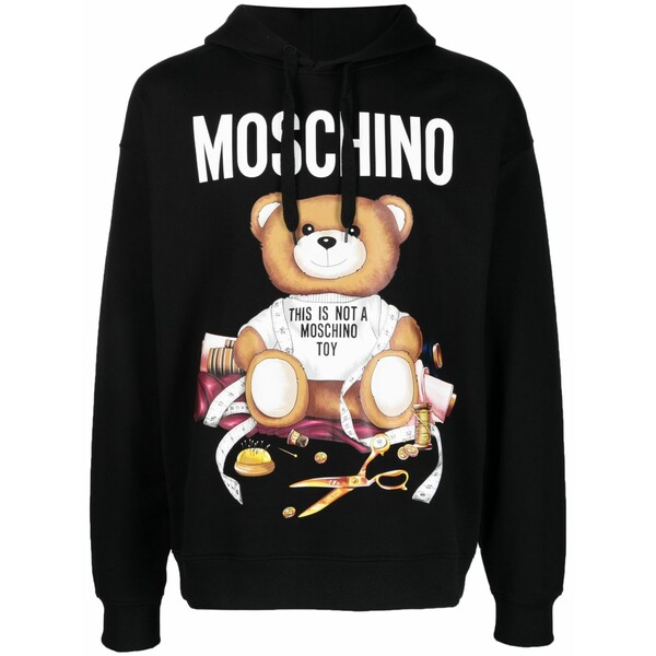 モスキーノ メンズ パーカー・スウェットシャツ アウター Teddy bear organic cotton hoodie Black