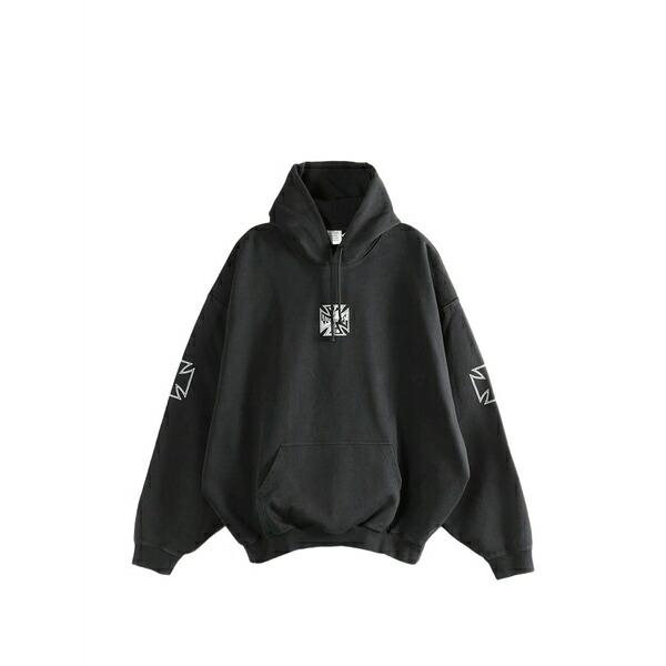 ヴェトモン メンズ パーカー・スウェットシャツ アウター Printed hoodie Black