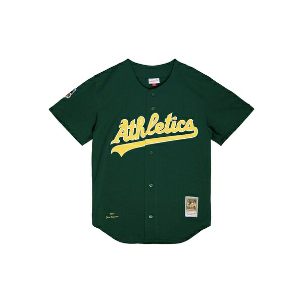 ミッチェル\u0026ネス メンズ プルオーバー トップス \"mlb oakland athletics 1997 jose canseco\"" baseball shirt Green"