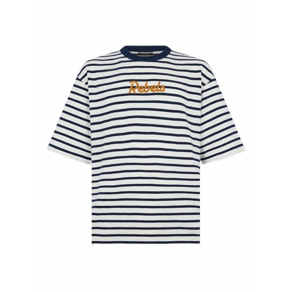 ディースクエアード メンズ プルオーバー トップス Striped rebels t-shirt White