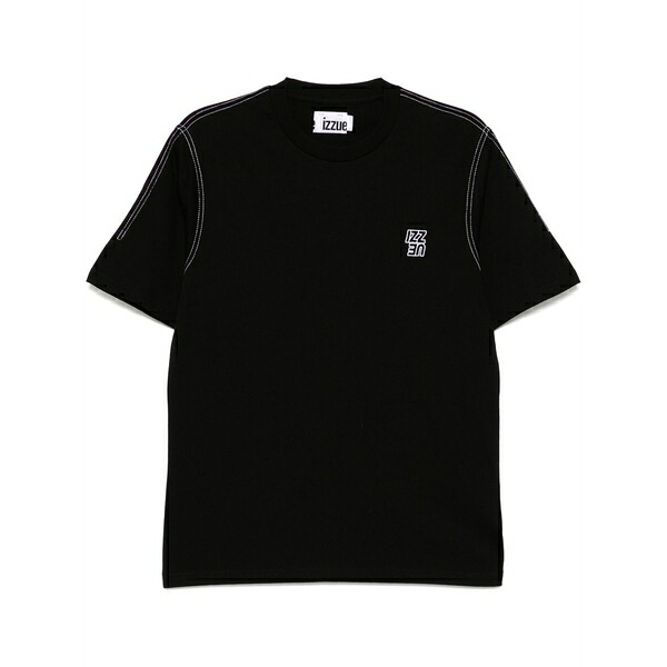 イズエ メンズ Tシャツ トップス Logo-embroidered t-shirt Black
