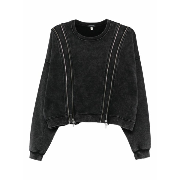 アールサーティーン レディース 編み物\u0026プルオーバー アウター Zip-detailed sweatshirt Black