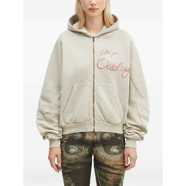 オットリンガー レディース パーカー・スウェットシャツ アウター Embroidered zip-up hoodie Neutrals