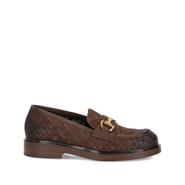 ラ さくら色 レディース スリッポン・ローファー シューズ Woven-leather loafers Brown
