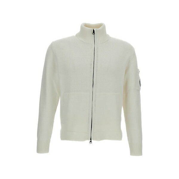 シーピーカンパニー メンズ ジレー アウター Logo-detail zip-up cardigan White