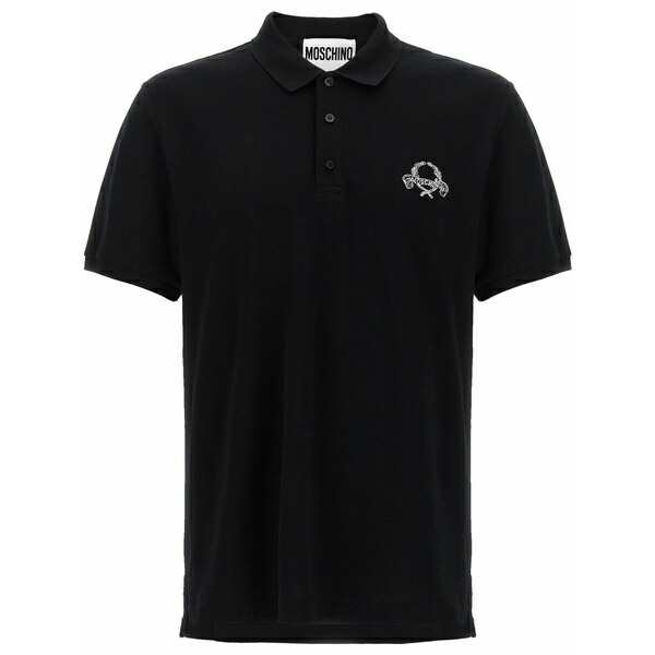 モスキーノ メンズ スポーツシャツ トップス Logo-embroidered polo shirt Black