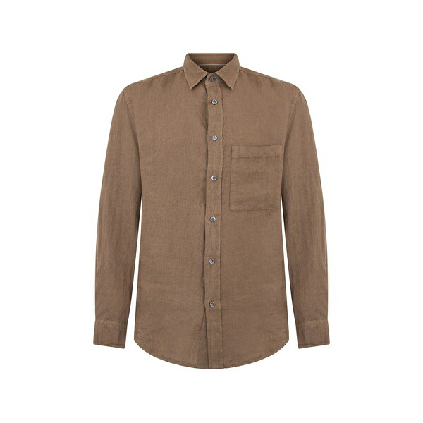 カナーリ メンズ プルオーバー トップス Patch-pocket shirt Brown