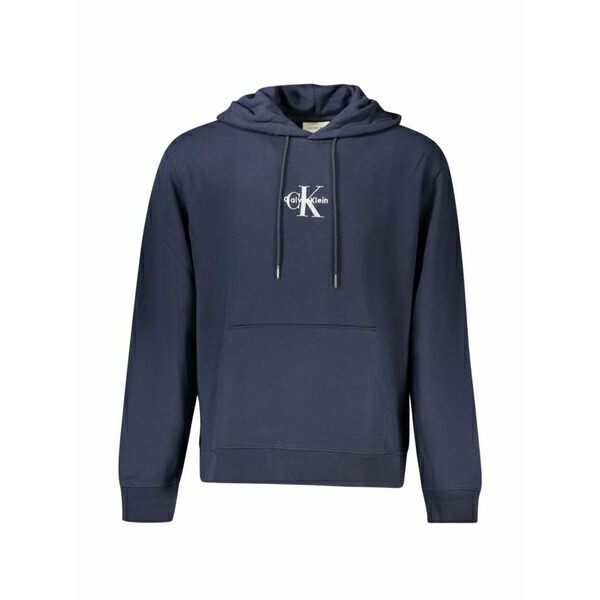 カルバンクライン メンズ パーカー・スウェットシャツ アウター Logo-print hoodie Blue