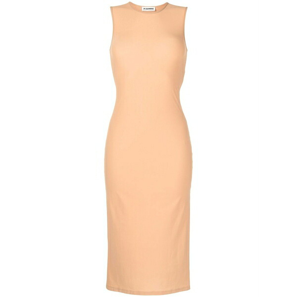 ジル・サンダー レディース ワンピース トップス Round-neck sleeveless midi dress Neutrals|asty