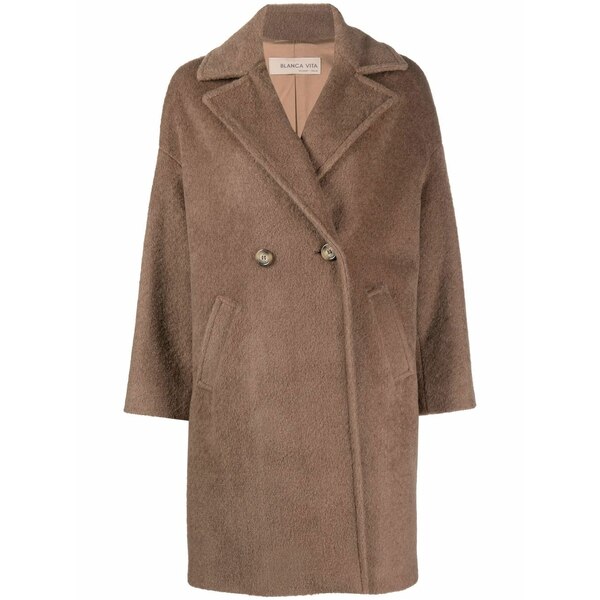 ブランカ ヴィータ レディース 厚地の外套 アウター Tuia textured double-breasted coat Brown