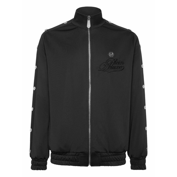 フィリップ飾り気の無い メンズ パーカー・スウェットシャツ アウター  button-detail track jacket Black
