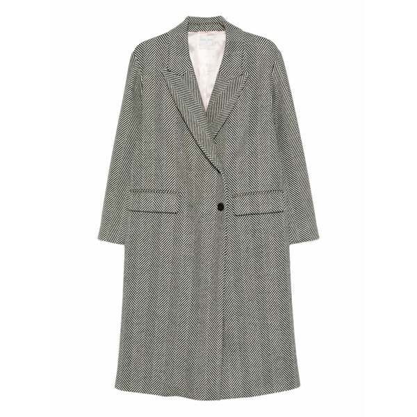 フォルテ フォルテ レディース 厚地の外套 アウター Herringbone double-breasted coat Black