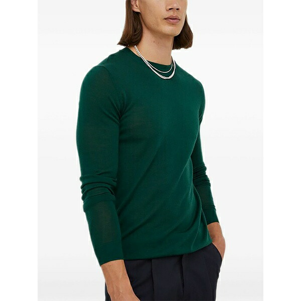 ブルンスバザー メンズ 編み物\u0026プルオーバー アウター Round-neck wool sweater Green