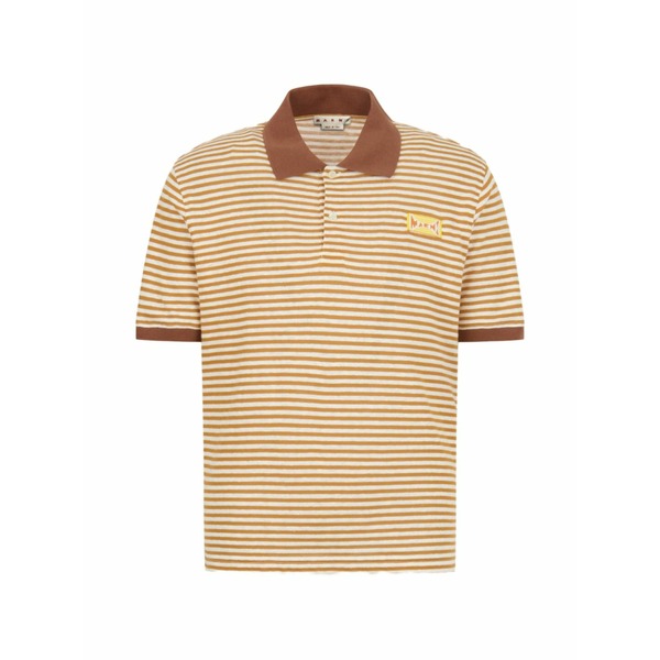 マルニ メンズ スポーツシャツ トップス Striped contrast polo shirt Neutrals