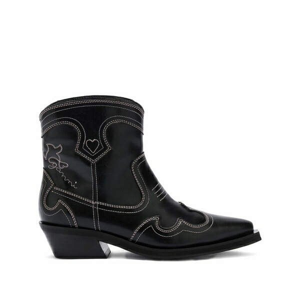 ガニー レディース ブーツ シューズ Stitched pointed boots Black