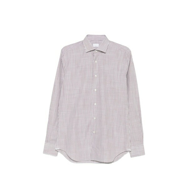 ザカス メンズ シャツ トップス Striped long-sleeve shirt Brown|asty