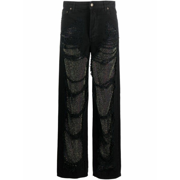 ダークパーク レディース デニムパンツ ボトムス Karen crystal-embellished straight-leg jeans Black｜asty