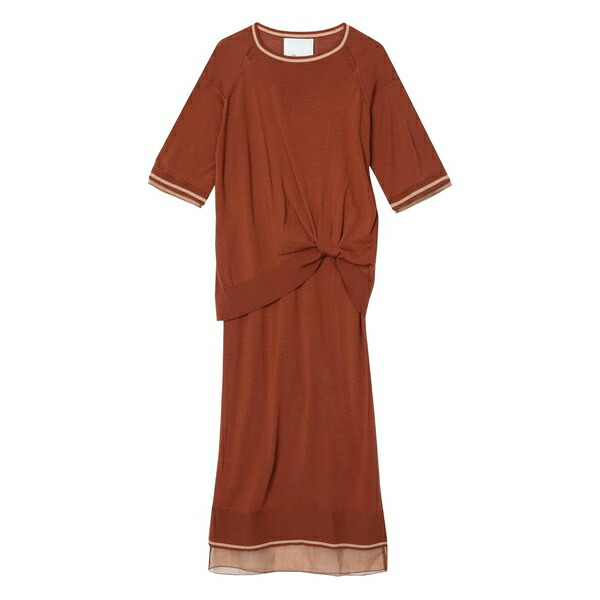 スリーワンフィリップリム レディース ワンピース トップス Twist-detail wool dress Brown｜asty