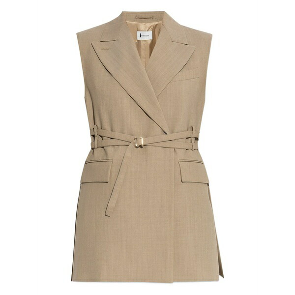運動競技マックス レディース 上衣＆上衣 アウター Belted wool waistcoat Neutrals