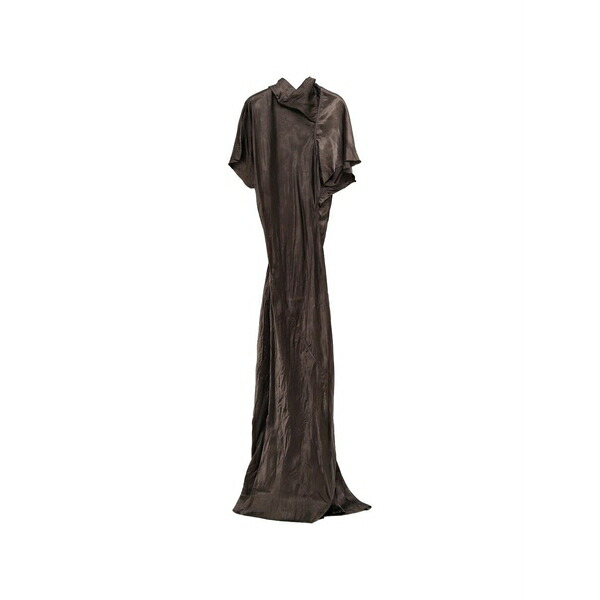 リックオウエンス レディース ワンピース トップス Draped design dress Brown|asty
