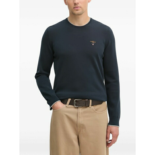 アエロナウティカ ミリターレ メンズ 編み物\u0026プルオーバー アウター Logo-detail sweater Blue
