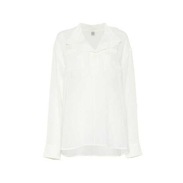 トーテム レディース シャツ トップス Overlapping-collar blouse Neutrals|asty