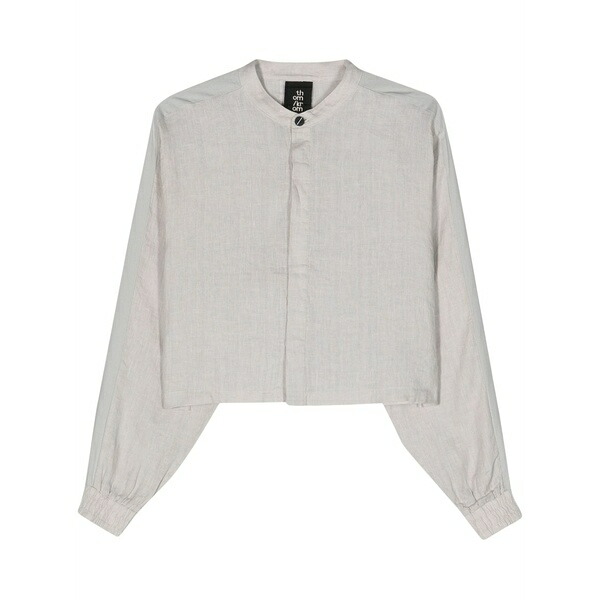 トム・Cr レディース プルオーバー トップス Cropped linen shirt Grey