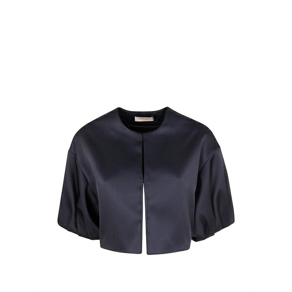 ツインセット レディース ジャケット＆ブルゾン アウター Short-sleeve cropped jacket Blue｜asty