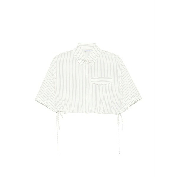 パトリツィア ペペ レディース プルオーバー トップス Striped cropped top  White