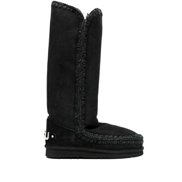 モウ レディース ブーツ シューズ Whipstitched sheepskin boots Black