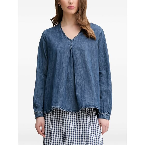 ベネトン レディース シャツ トップス V-neck long-sleeve top Blue｜asty 16,316円