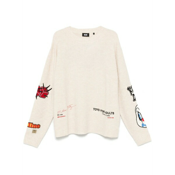 ジーシーディーエス メンズ 編み物\u0026プルオーバー アウター Patch-detailing boucl?? sweater White