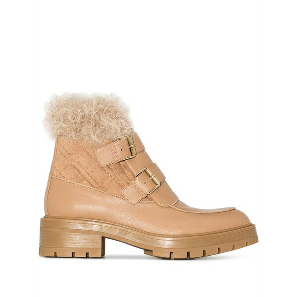 アクアズーラ レディース ブーツ シューズ Ryan faux-fur buckle-strap boots Neutrals