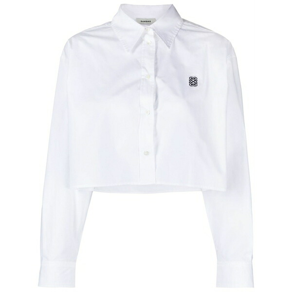 沙子ロ レディース プルオーバー トップス Crop poplin cotton shirt  White